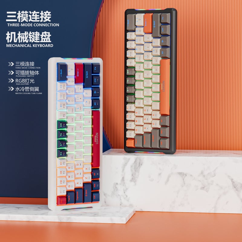 لوحة مفاتيح كراك K610 ثلاثية الوضعيات مخصصة للتوصيل لوحة مفاتيح ميكانيكية للألعاب الروسية بلوتوث لاسلكية - Image 4